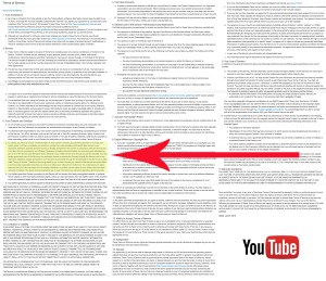 YouTube's TOS, with the copyright license highlighted.